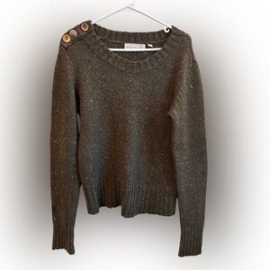 Anthropology Olive green Sweater with Button Accents. EUC